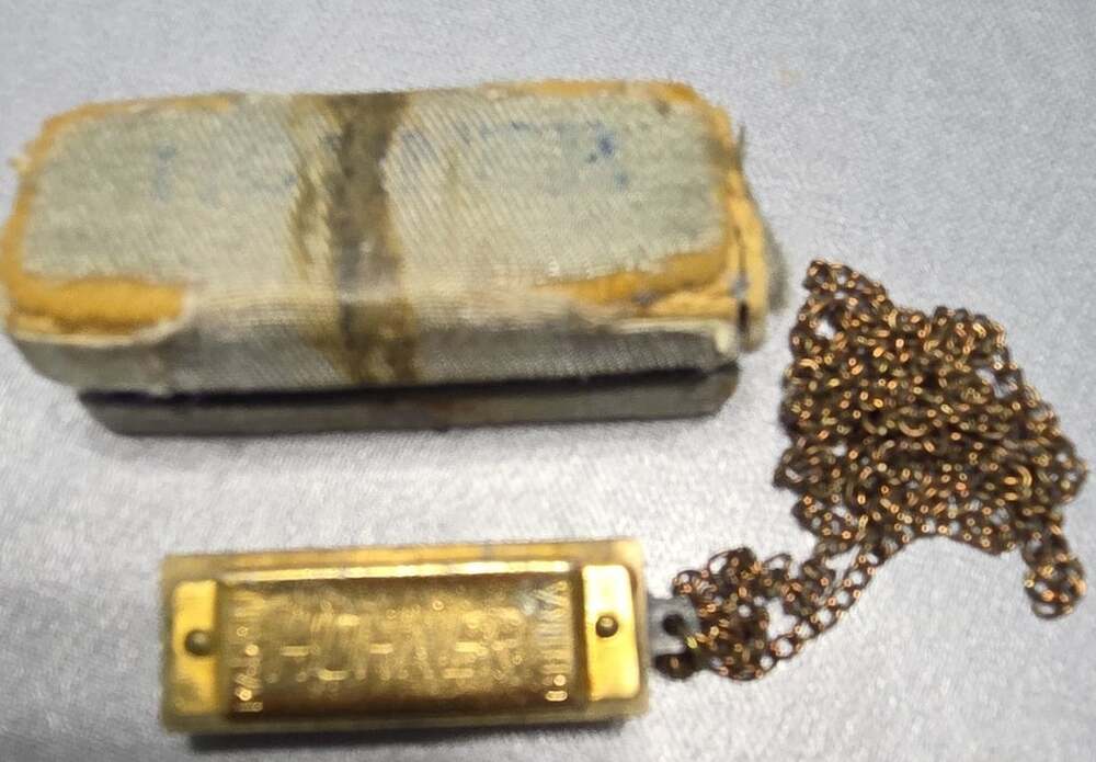 Hohner Vintage Miniature Harmonica Necklace with Case